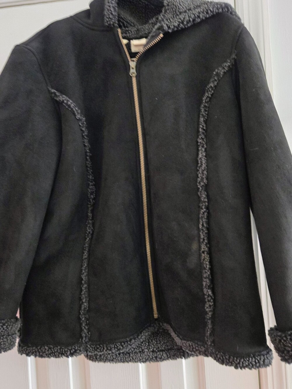 Cozy, vintage L.L. Bean Faux Suede & Sherpa Hooded Jacket
